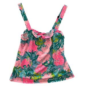 Lilly Pulitzer Jia Tank Top Size XS Pineapple Shake Ibiza Floral‎ Ruffle Womens